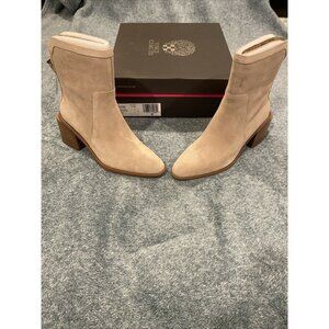 Vince Camuto Kortimy Boots Women's 7.5 M Beige Verona Suede Leather Mid Shaft